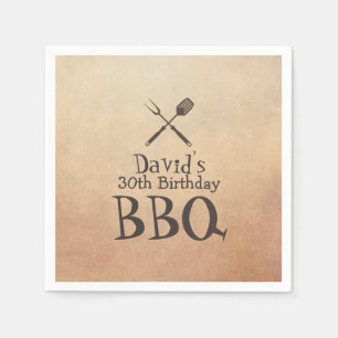 Vintage BBQ Birthday Party Napkin