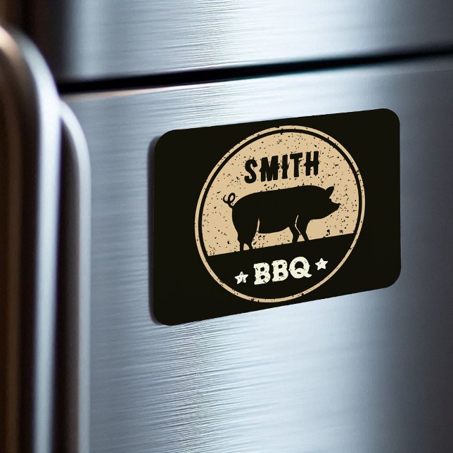 Vintage BBQ Black Tan Pig Logo Distressed Magnet (Creator Uploaded)