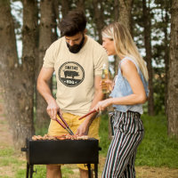 Vintage BBQ Black Tan Pig Logo Distressed