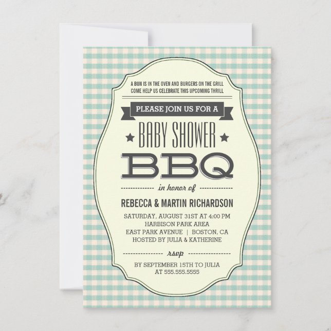 Vintage BBQ Boy Baby Shower Invitations (Front)