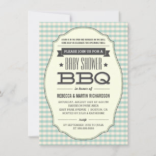 Vintage BBQ Boy Baby Shower Invitations