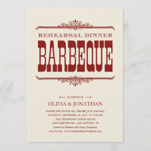 Vintage BBQ Rehearsal Dinner Invitations