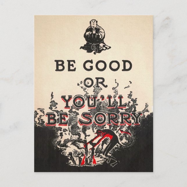 Vintage Be Good Devil Postcard  (Front)