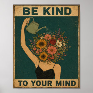 Vintage Be Kind To Your Mind Floral Art Print