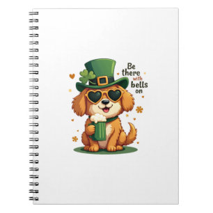 Vintage Be There With Bells On Dog St Patricks Day Notebook