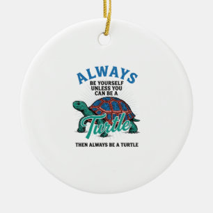 Vintage Be Yourself Turtle Shirt Design_1 Ceramic Tree Decoration