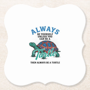 Vintage Be Yourself Turtle Shirt Design_1 Paper Coaster