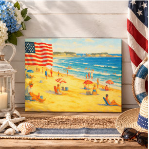 Vintage Beach 4th of July Americana Independence Canvas Print