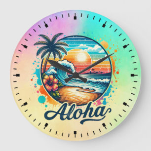 Vintage Beach Aloha Sublimation-94953 Large Clock