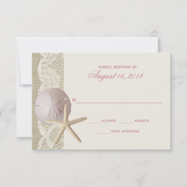 Vintage Beach and Lace Ivory RSVP (Front)