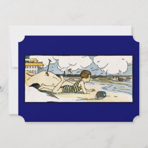 Vintage Beach Art Seascape Custom Invitations