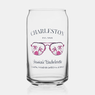 Vintage Beach Bachelorette Party Bridesmaid Custom Can Glass