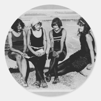 Vintage Beach Beauties Photo Classic Round Sticker