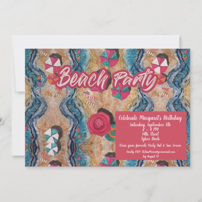Vintage Beach Birthday Party Invitation (Front)