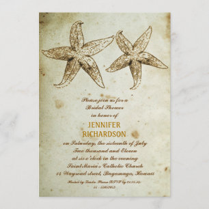 VINTAGE BEACH BRIDAL SHOWER INVITATIONS