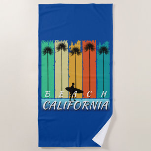 VINTAGE BEACH CALIFORNIA PALM TREES BEACH TOWEL