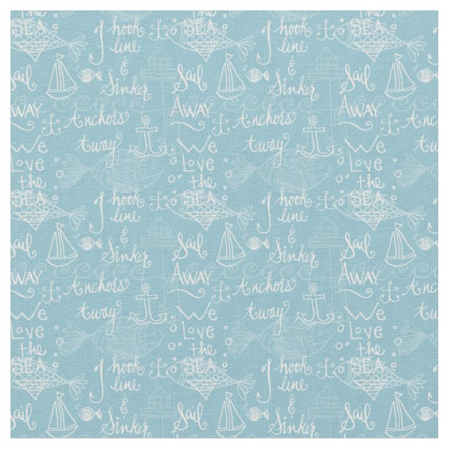 Vintage Beach Cottage Style Fabric (Close Up)