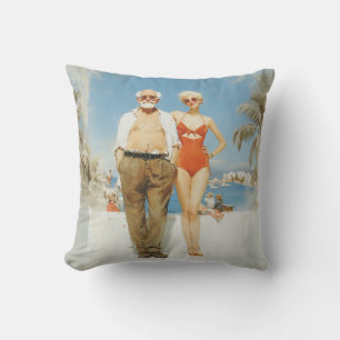 Vintage Beach Couple Summer Contrast Cushion