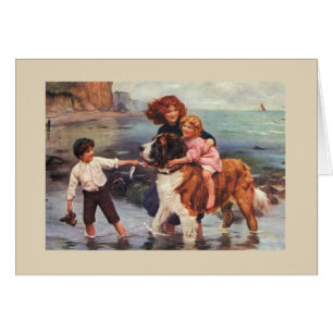 Vintage - Beach Day with a Saint Bernard,