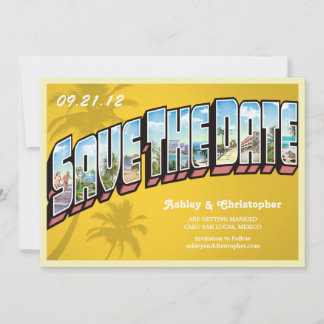 Vintage Beach Destination Save The Date Postcard