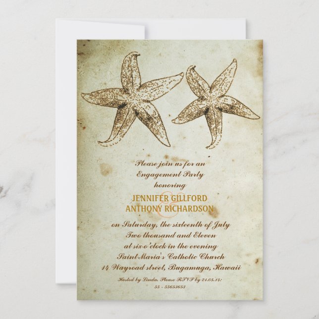 VINTAGE BEACH ENGAGEMENT PARTY INVITATIONS (Front)