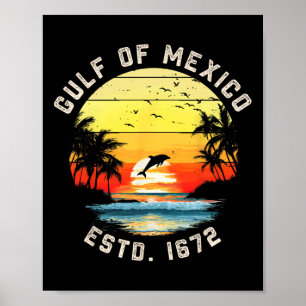 Vintage Beach Est 1672 Retro Sun Mens Womens Gulf Poster