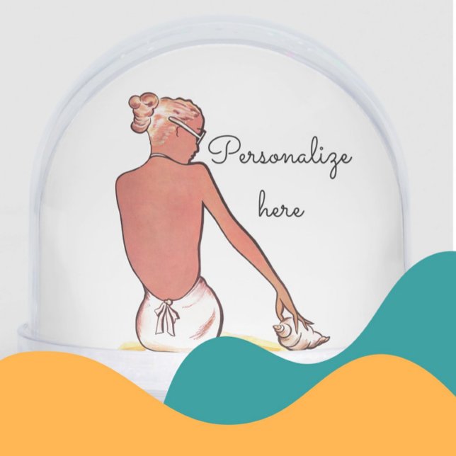 Vintage beach girl with seashell summer elegant  snowglobe (Creator Uploaded)