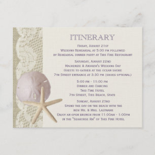 Vintage Beach Itinerary Purple Invitation