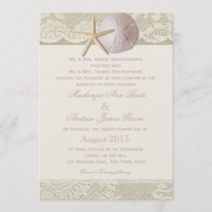 Vintage Beach Ivory Pink Invitation