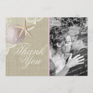 Vintage Beach Photo Thank You Flat Card
