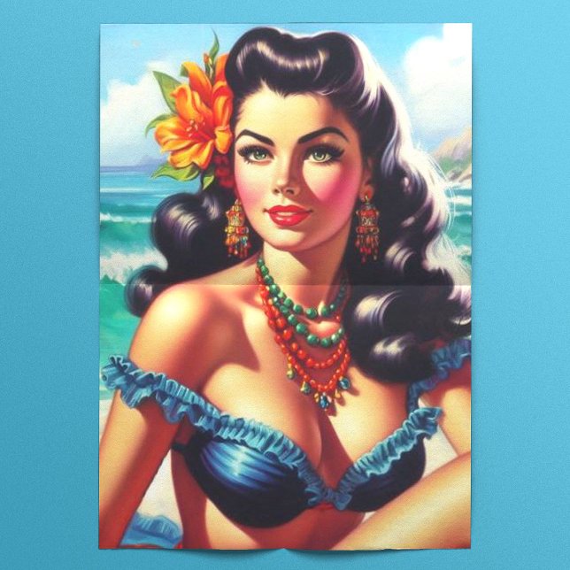 Vintage Beach Pin-up Painting Tissue Paper (Creator Uploaded)