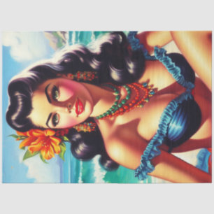 Vintage Beach Pin-up Painting Tissue Paper