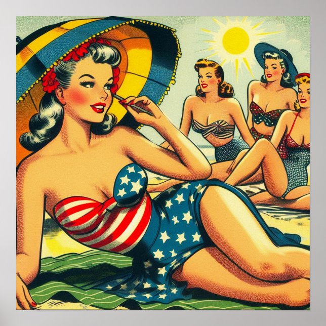 Vintage Beach Pin Up Poster (Front)