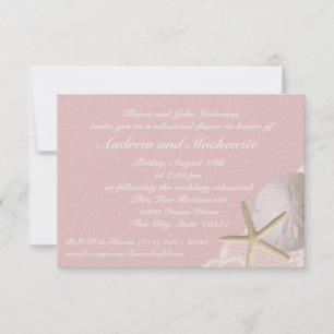 Vintage Beach Pink Rehearsal Dinner Invitation