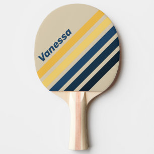 Vintage Beach Sand Angled Striping with Name Ping Pong Paddle
