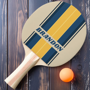 Vintage Beach Sand Board Stripes with Name Ping Pong Paddle