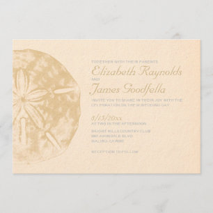 Vintage Beach Sand Dollar Wedding Invitations
