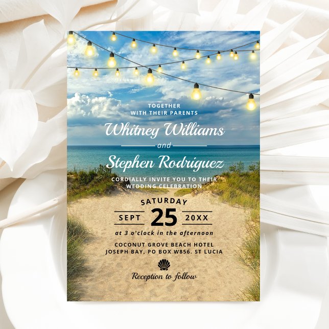 Vintage Beach Sand Dunes Wedding Invitation (Creator Uploaded)