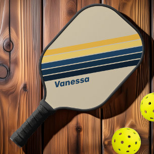 Vintage Beach Sand Striped with Name Pickleball Paddle