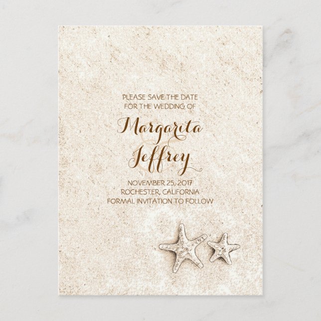 vintage beach save the date postcards (Front)