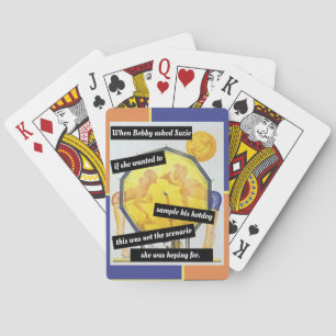 Vintage Beach Scene, Couple Behind Umbrella, Funny Playing Cards