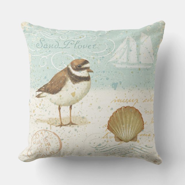 Vintage Beach Scene Cushion (Front)