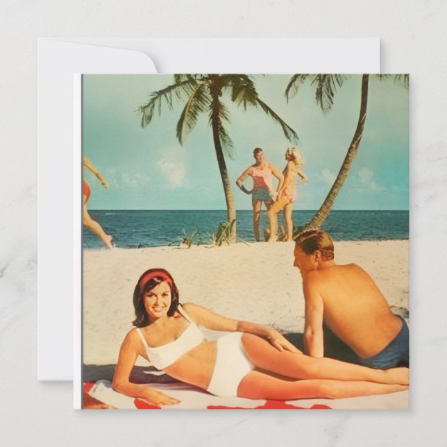 Vintage Beach Scene Holiday Card (Front)