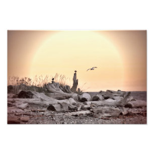 Vintage Beach Scene Photo Print