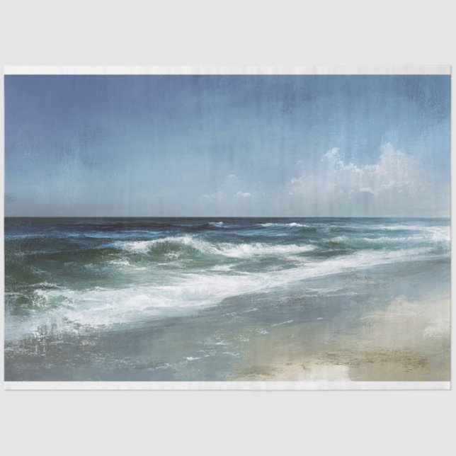 Vintage Beach Scenic Landscape Decoupage Tissue Paper (Front)