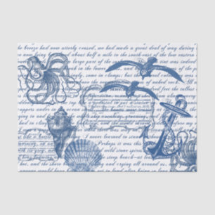 Vintage Beach Sea Blue and White Tissue Paper