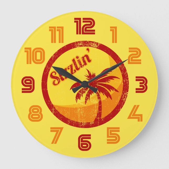 Vintage Beach Sizzlin' Large Clock (Front)