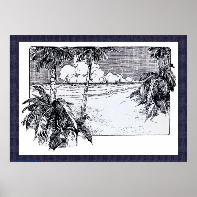 Vintage Beach South Wind Art Print (Front)
