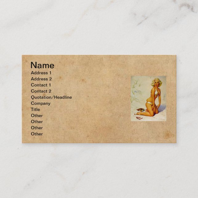 Vintage Beach Summer Pin up Girl Business Card (Front)