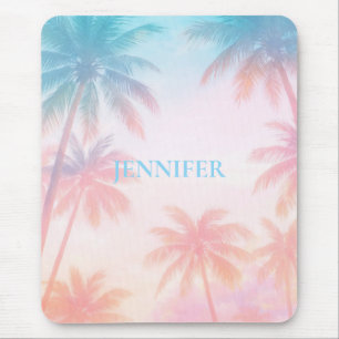 Vintage Beach Sunset Palm Trees Pastel             Mouse Mat